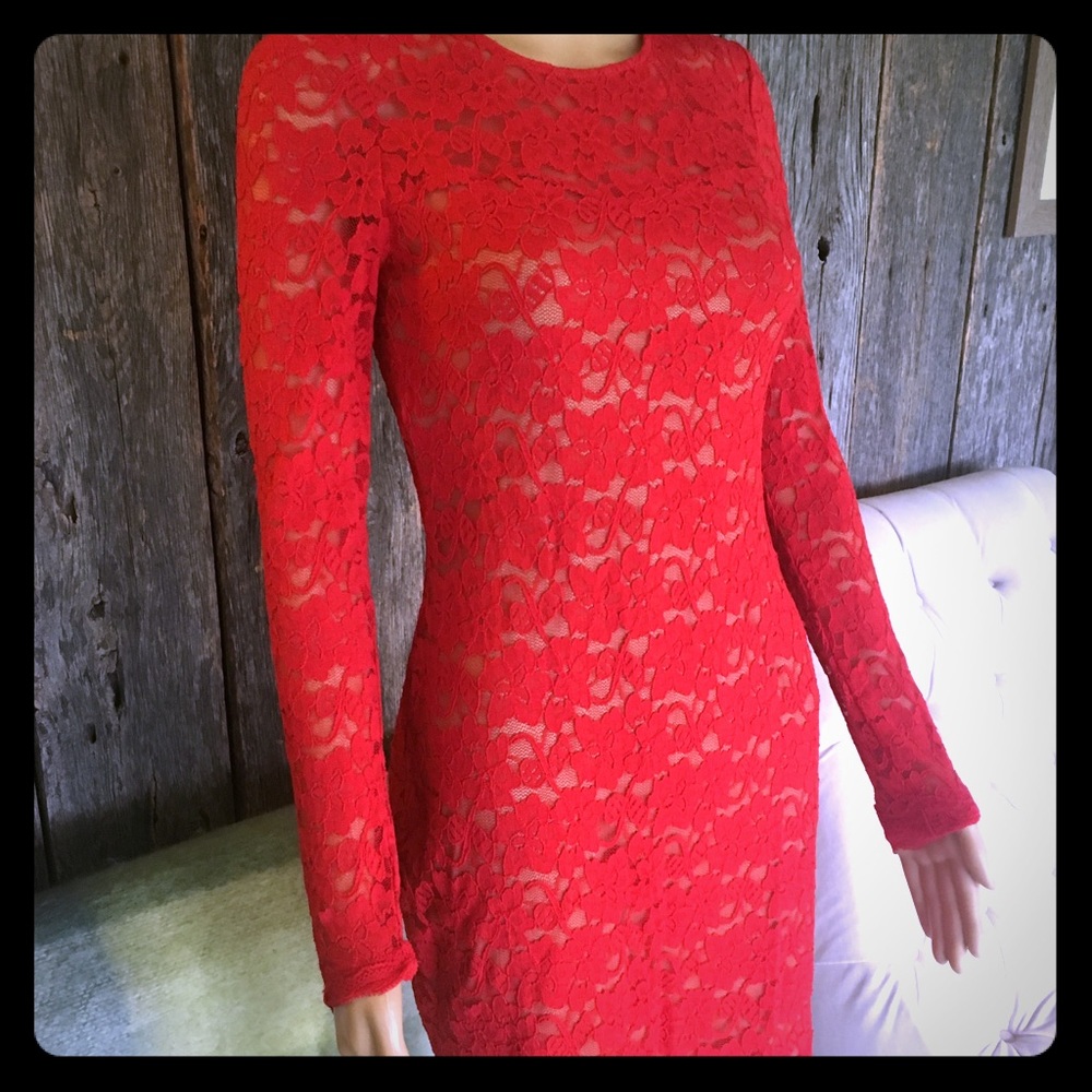 BNWT red Express lace dress size XS